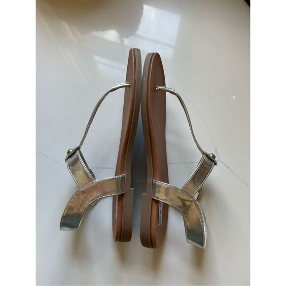 Steve Madden Tally Sandals Metallic Silver Chrome Sz 8 - Picture 3 of 9